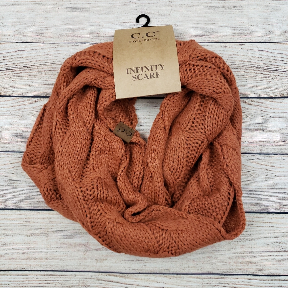 Solid cable knit C.C infinity scarf